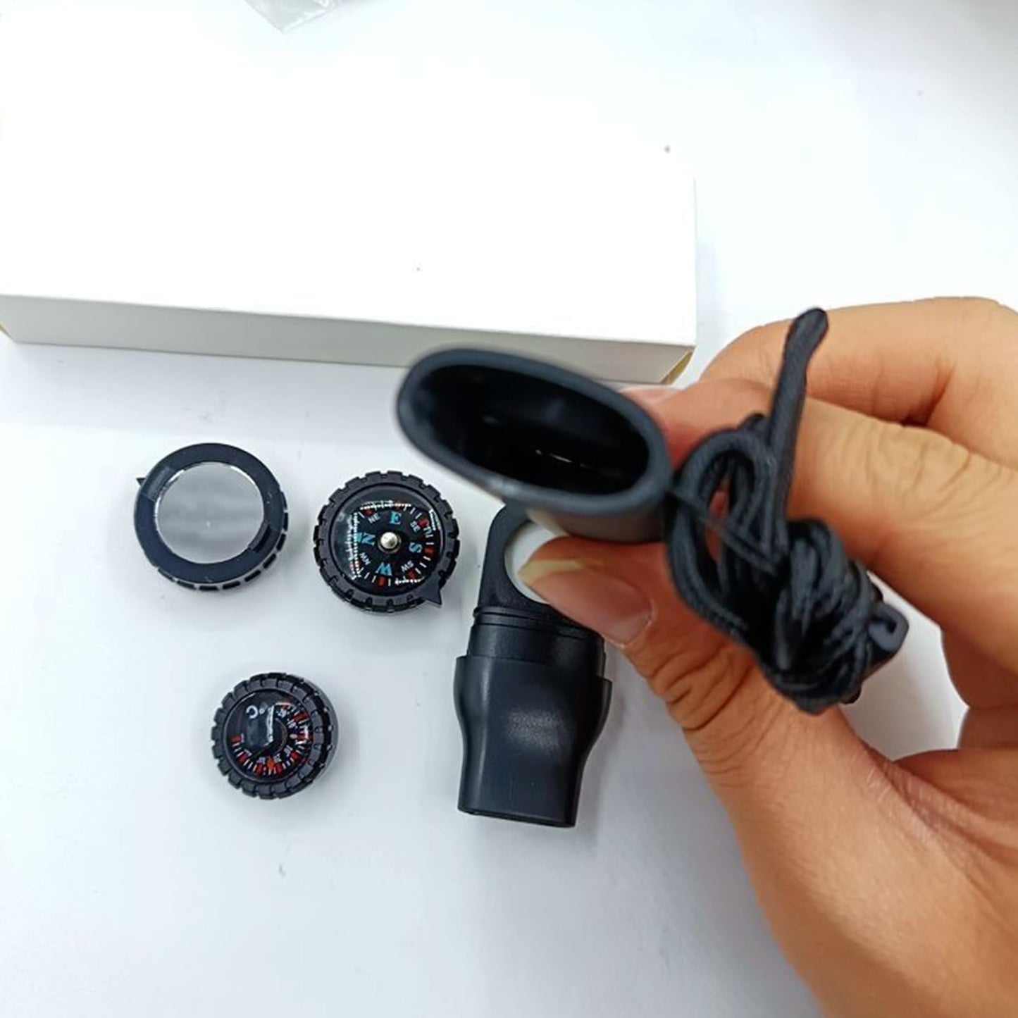 Outdoor Survival Whistle with Compass and Temperature Gauge