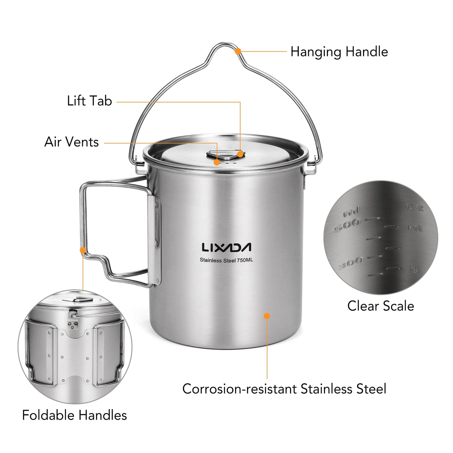 Lixada Taza de Agua de Acero Inoxidable