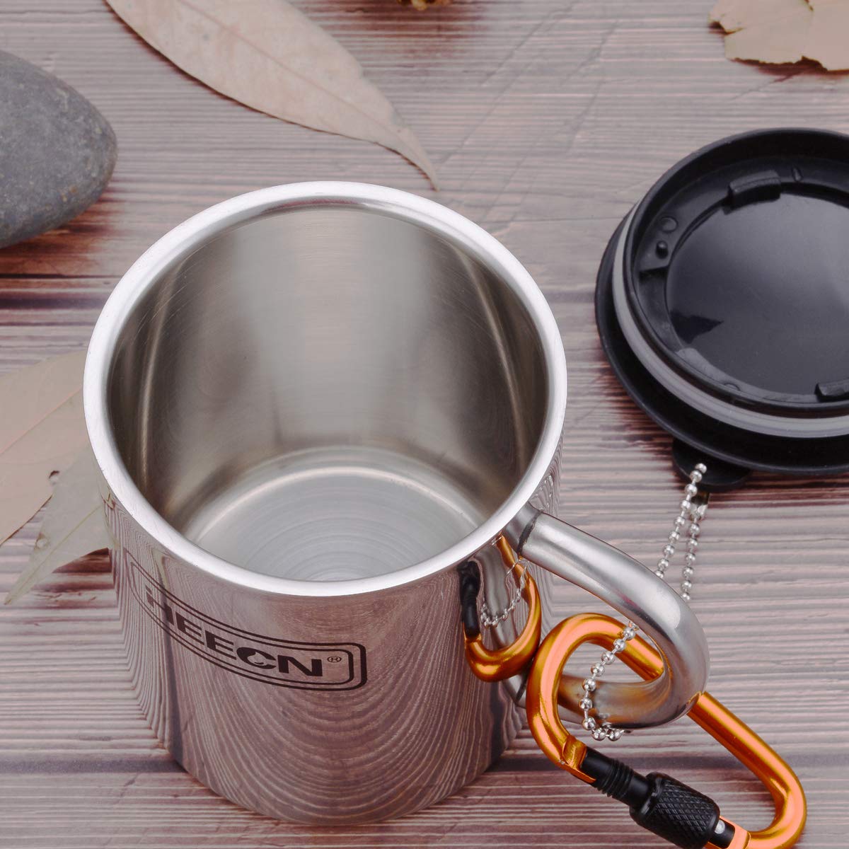 HEECN® Taza de Camping de Acero Inoxidable