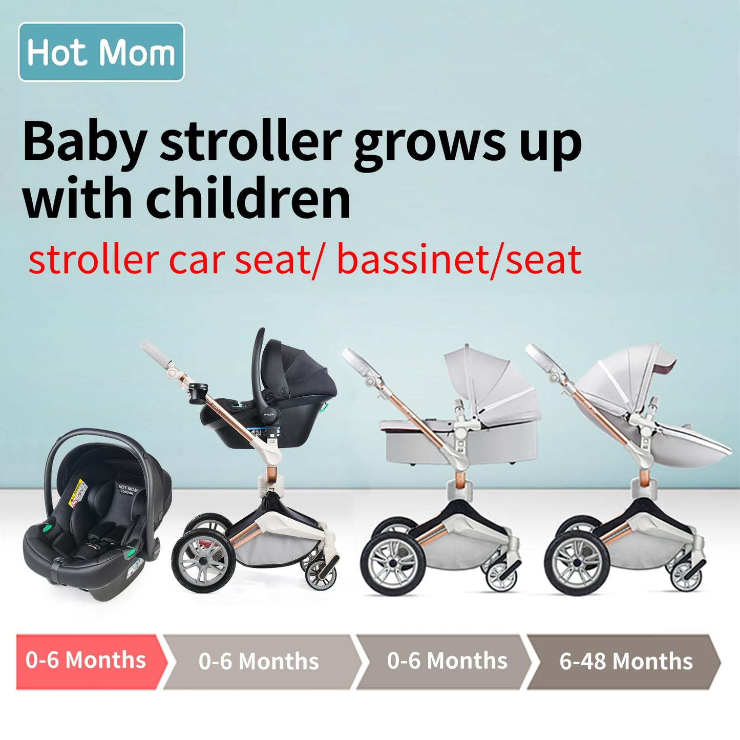 Cochecito de Bebé Hot Mom con Rotación de 360 Grados