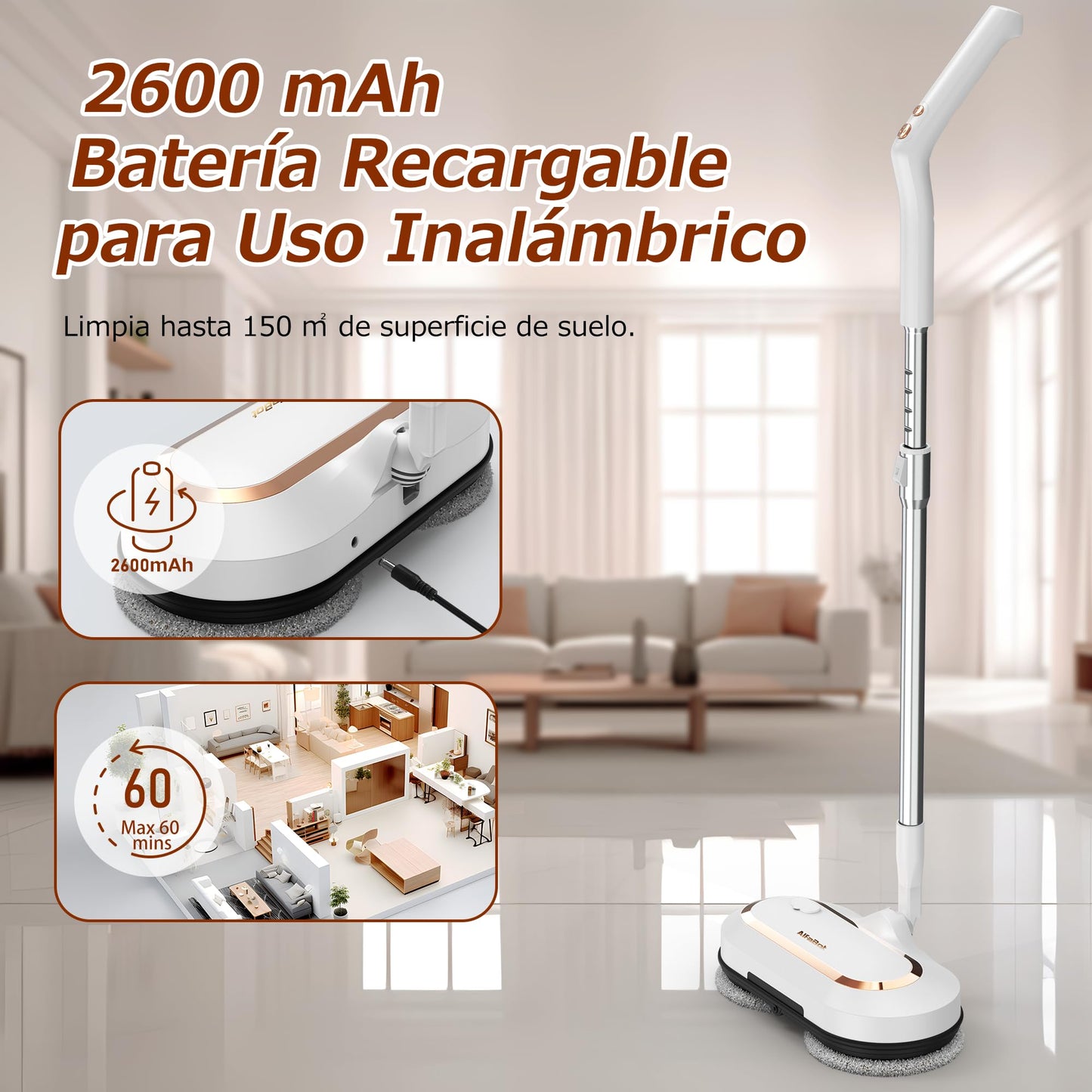AlfaBot S2 Fregona Eléctrica Inalámbrica
