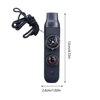 Outdoor Survival Whistle with Compass and Temperature Gauge