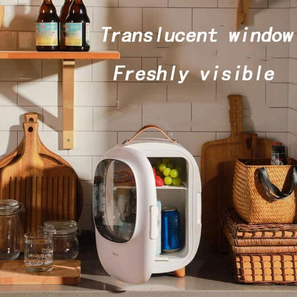 Mini Refrigerador Eléctrico Portátil JvFbjLF 8L – Enfría y Calienta – Ideal para Cosméticos, Bebidas, Cuidado Facial y Uso en el Coche o en Casa