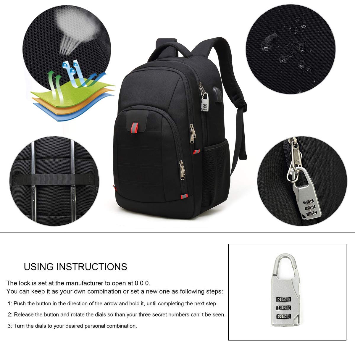 Mochila Antirrobo Impermeable para Portátil de 17.3 Pulgadas