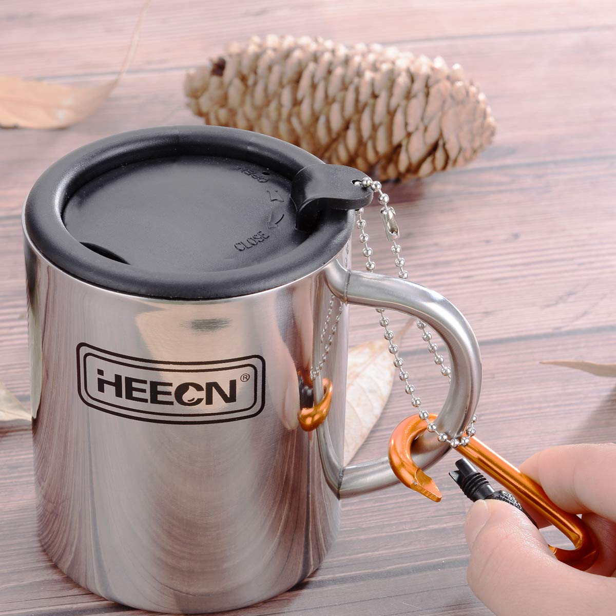 HEECN® Taza de Camping de Acero Inoxidable