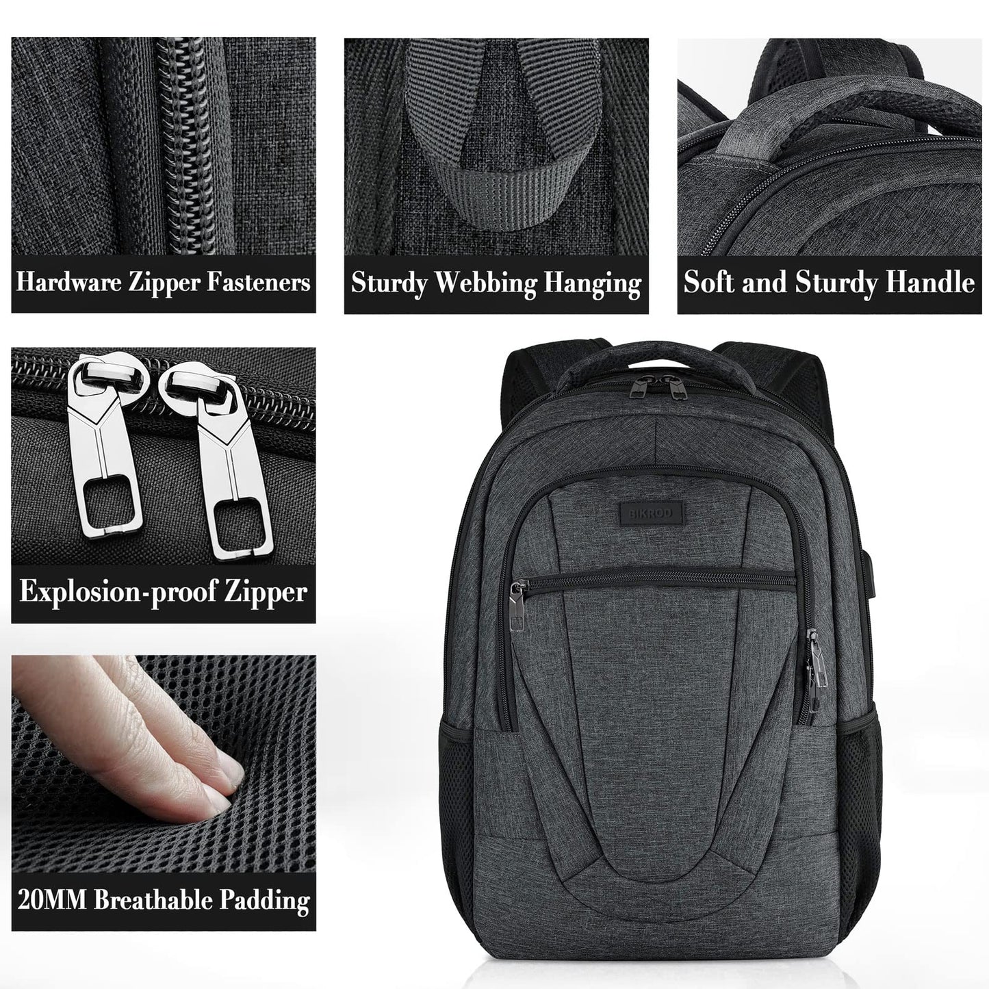BIKROD Mochila para Hombre con Puerto USB