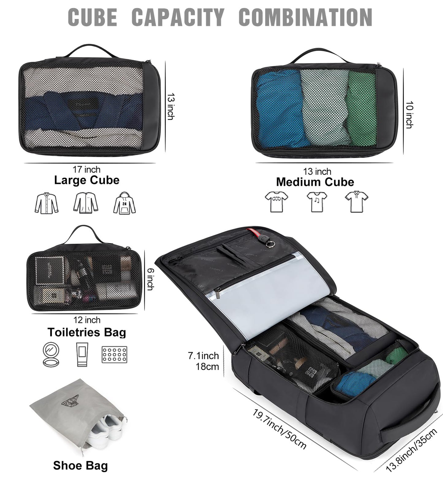 Tzowla Mochila de Viaje para Avión (40 litros)